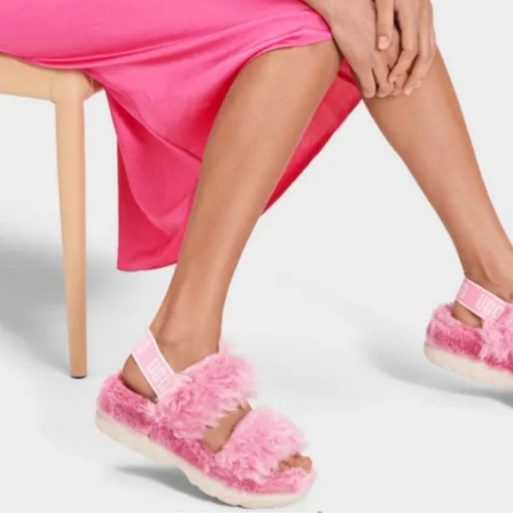 Ugg Pink Fluff Sugar Sandal Women's 9